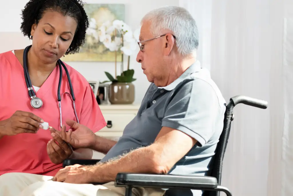 Diabetic Patient and Pink Nurse